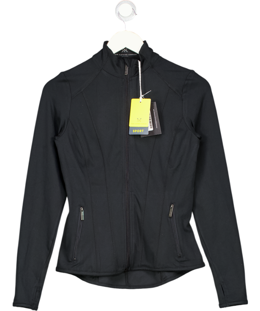 CREW Black Activewear Zip Through Top UK XS