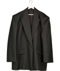 *SVG Black 100% WOOL Open Oversize Blazer Jacket UK L
