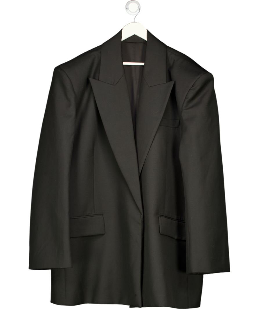 *SVG Black 100% WOOL Open Oversize Blazer Jacket UK L