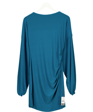 ASOS Teal Blue Tie Back Long Sleeve Slinky Mini Dress UK M
