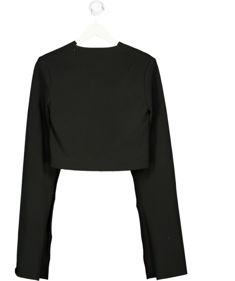 SOLACE LONDON Black Exaggerated Flared Sleeve Top UK 8