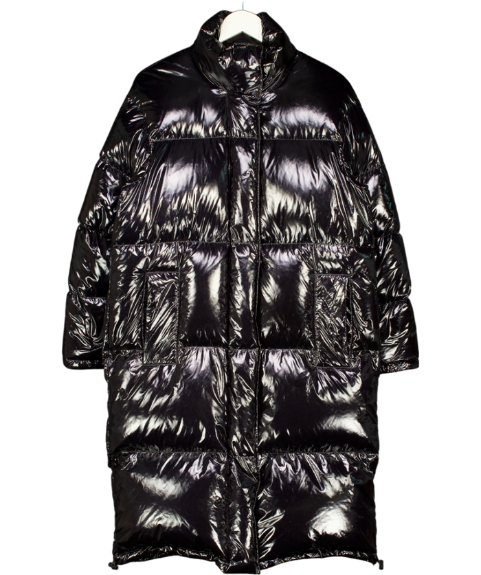 STAND STUDIO Black Patent Madelina Puffer Jacket Fr34 UK 6