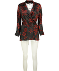 ZARA Black Floral Satin Jacquard Belted Blazer UK XS