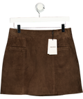 REISS Brown Saddler Suede Mini Skirt In Chocolate UK 8