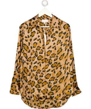 DANCING LEOPARD Brown Satin Konstantina Shirt In Leopard UK 10