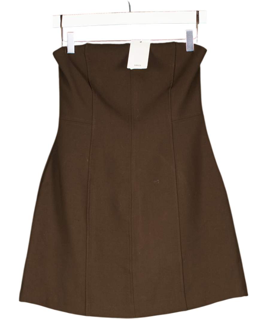MANGO Chocolate Brown Flared Mini Dress UK S