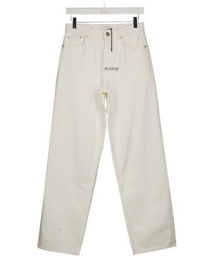 ALIGNE Cream High Rise Straight Leg Jeans W27
