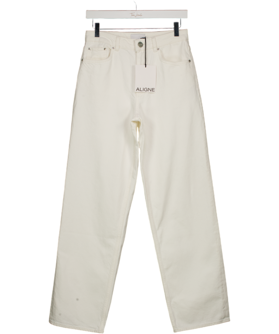 ALIGNE Cream High Rise Straight Leg Jeans W27