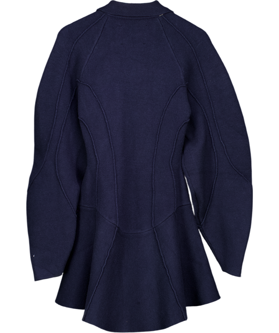 TOPSHOP X Tolu Coker Knitted Ovoid Sleeve Structured Dress In Navy Blue UK S