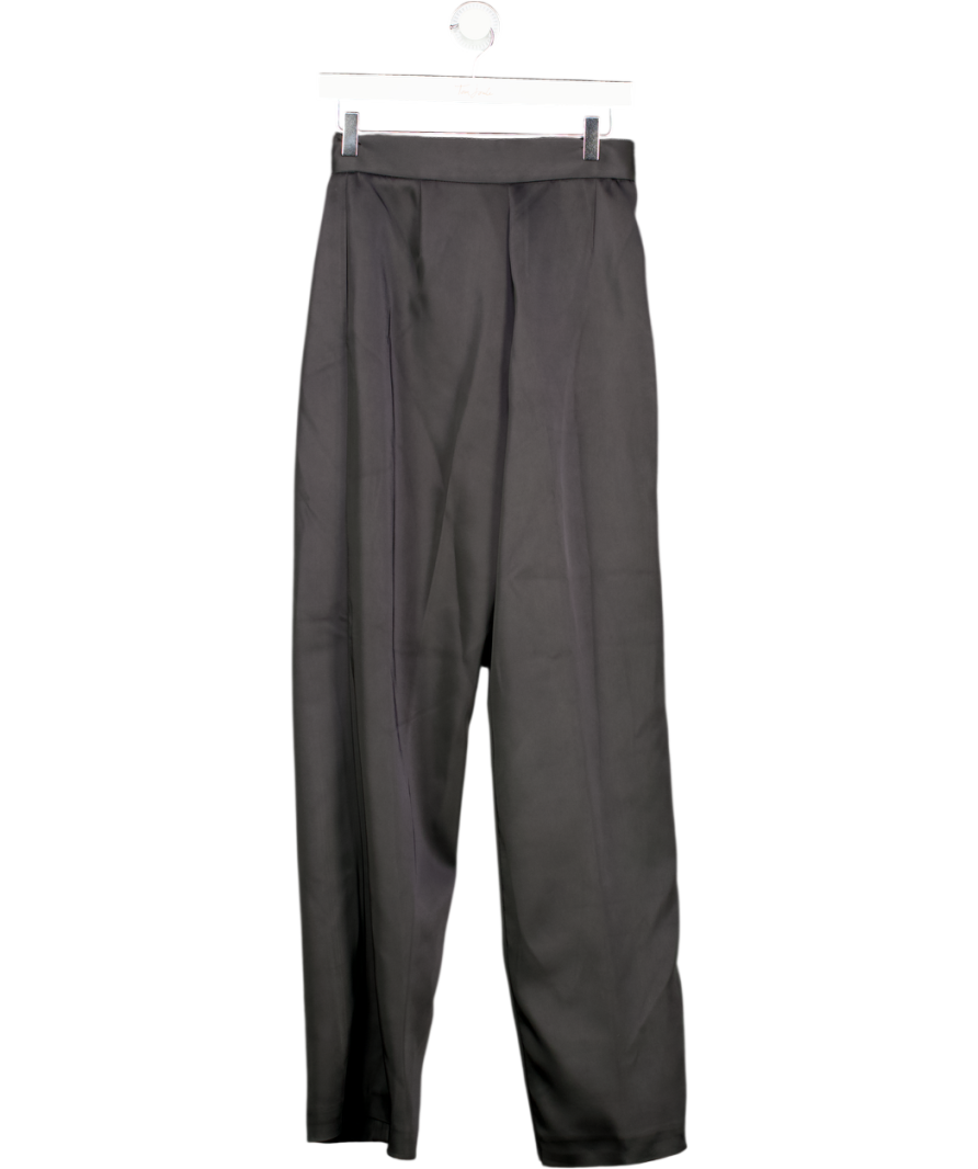 ZARA Black Satin High-waist Pleated Trousers UK XS