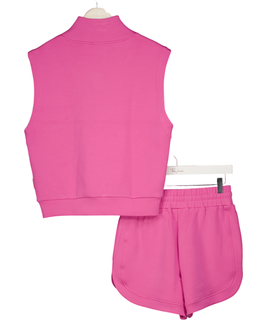 VARLEY 2-piece Pink Ritchie Doublesoft Sweat Top & High Rise Shorts Set UK XS/S