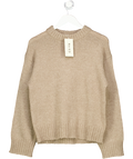 NA-KD Beige Round Neck Wool Blend Knitted Sweater UK XS