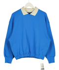 ASOS Design Premium Bubble Hem Oversize Rugby Sweatshirt In Blue UK XS