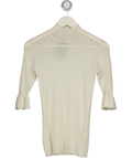 MADELEINE THOMPSON Cream 100% Cashmere Fine Rib Turtleneck Knit Top UK S