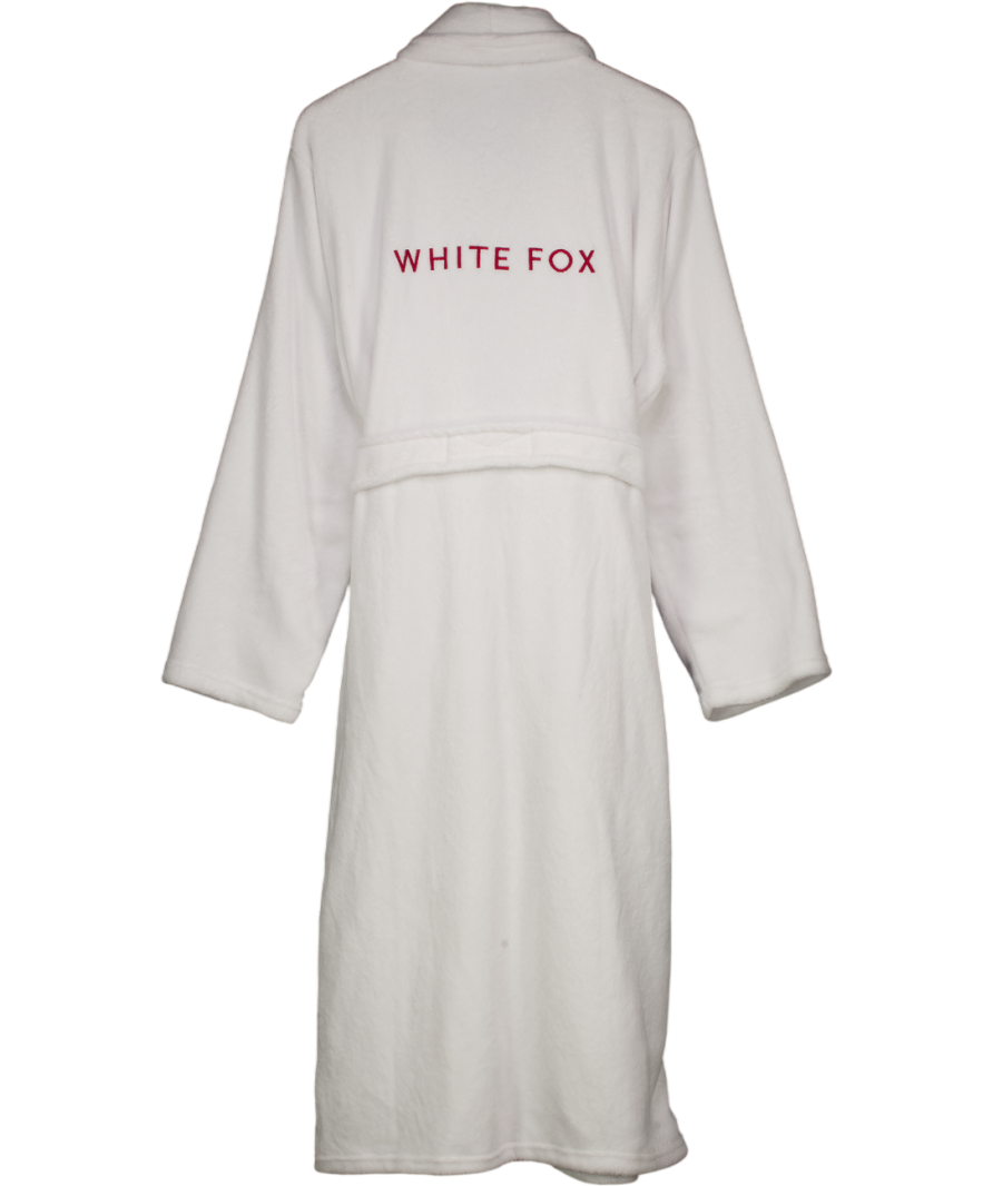 WHITE FOX White Fleece Embroidered Logo Dressing Gown One Size
