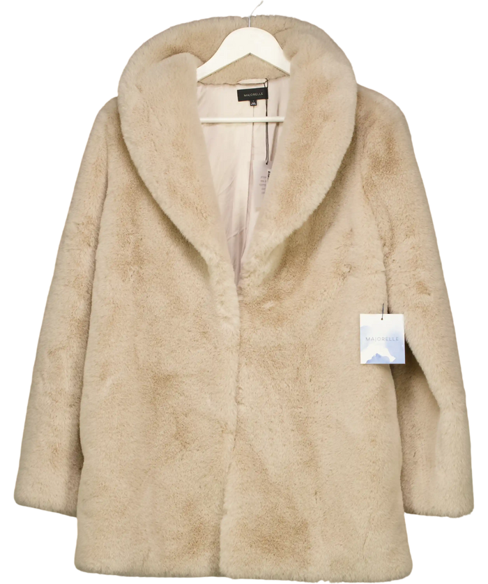 Majorelle Tatiana Faux Fur Coat Oatmilk Beige UK S