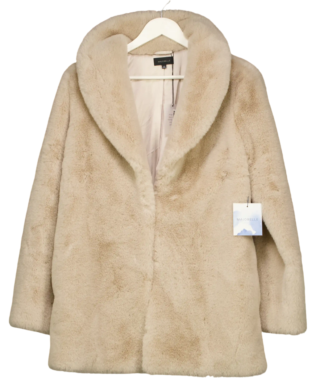 Majorelle Tatiana Faux Fur Coat Oatmilk Beige UK S