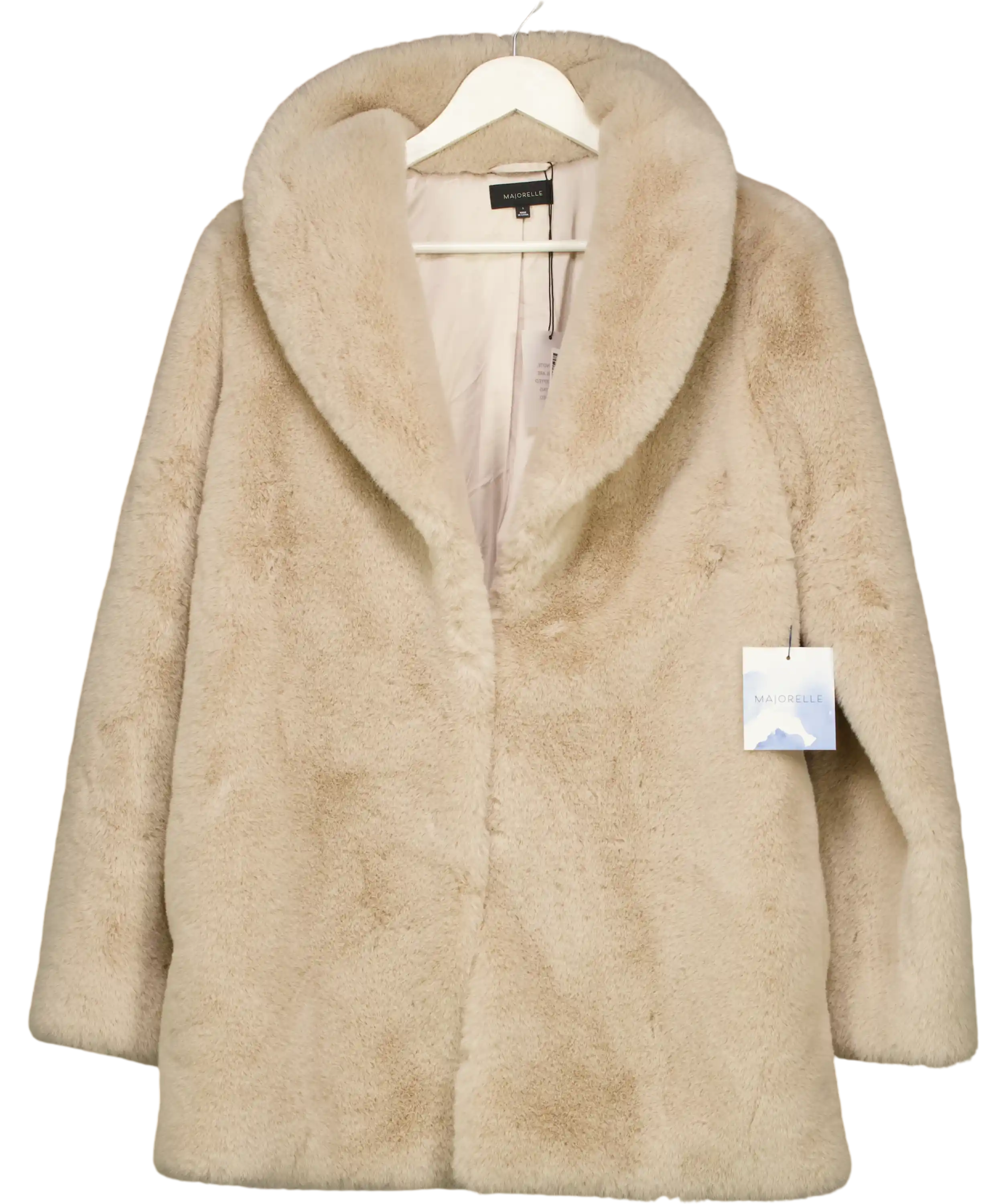Majorelle Tatiana Faux Fur Coat Oatmilk Beige UK S