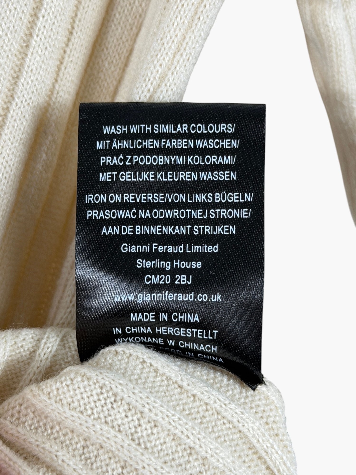 FERAUD Cream Limited Edition Ribbed Sweater UK M