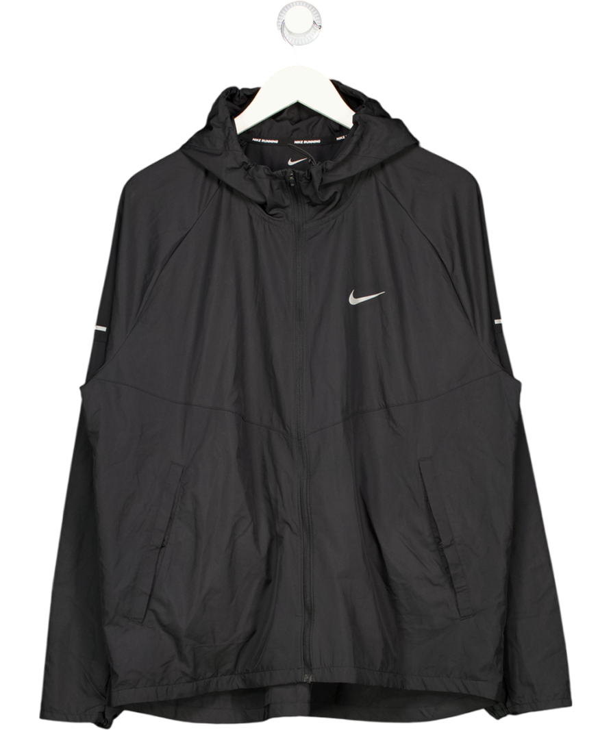 NIKE Black Water Repellent Running Jacket With Hood UK L