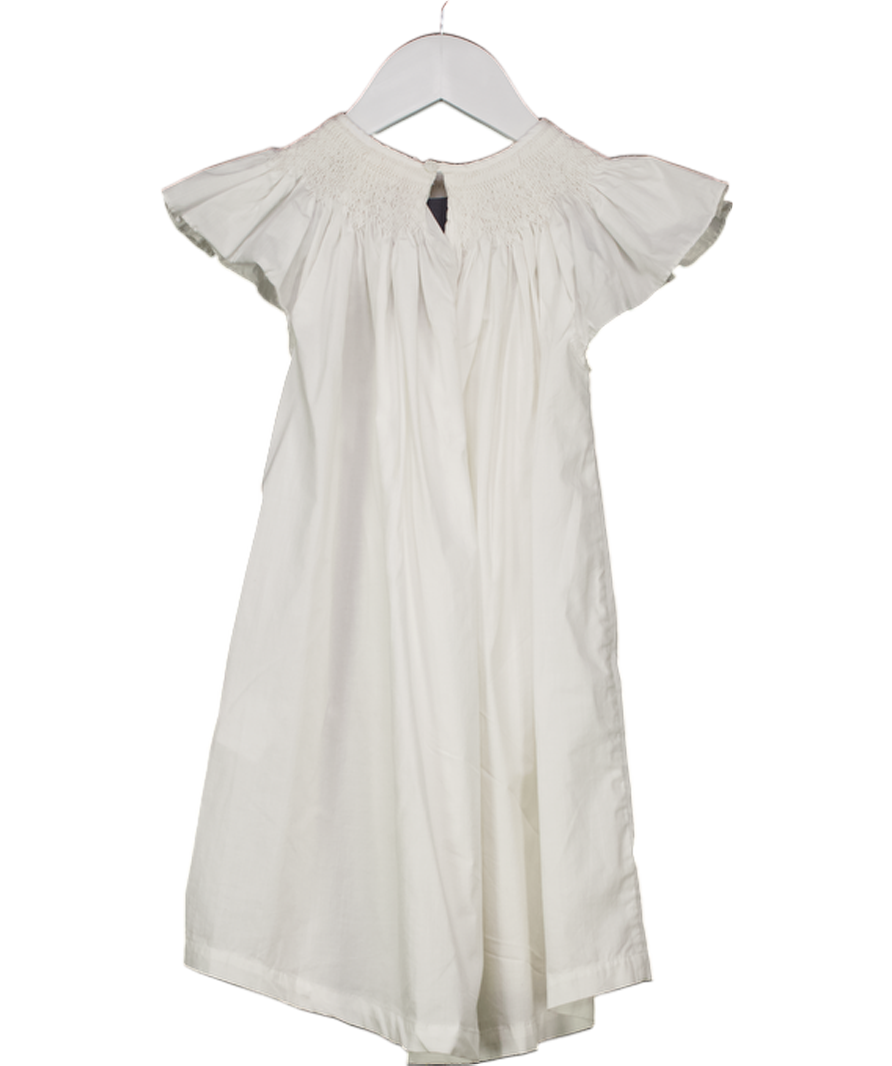 SMOCK LONDON White Cotton Smocked Neck Summer Dress 3-4 Years