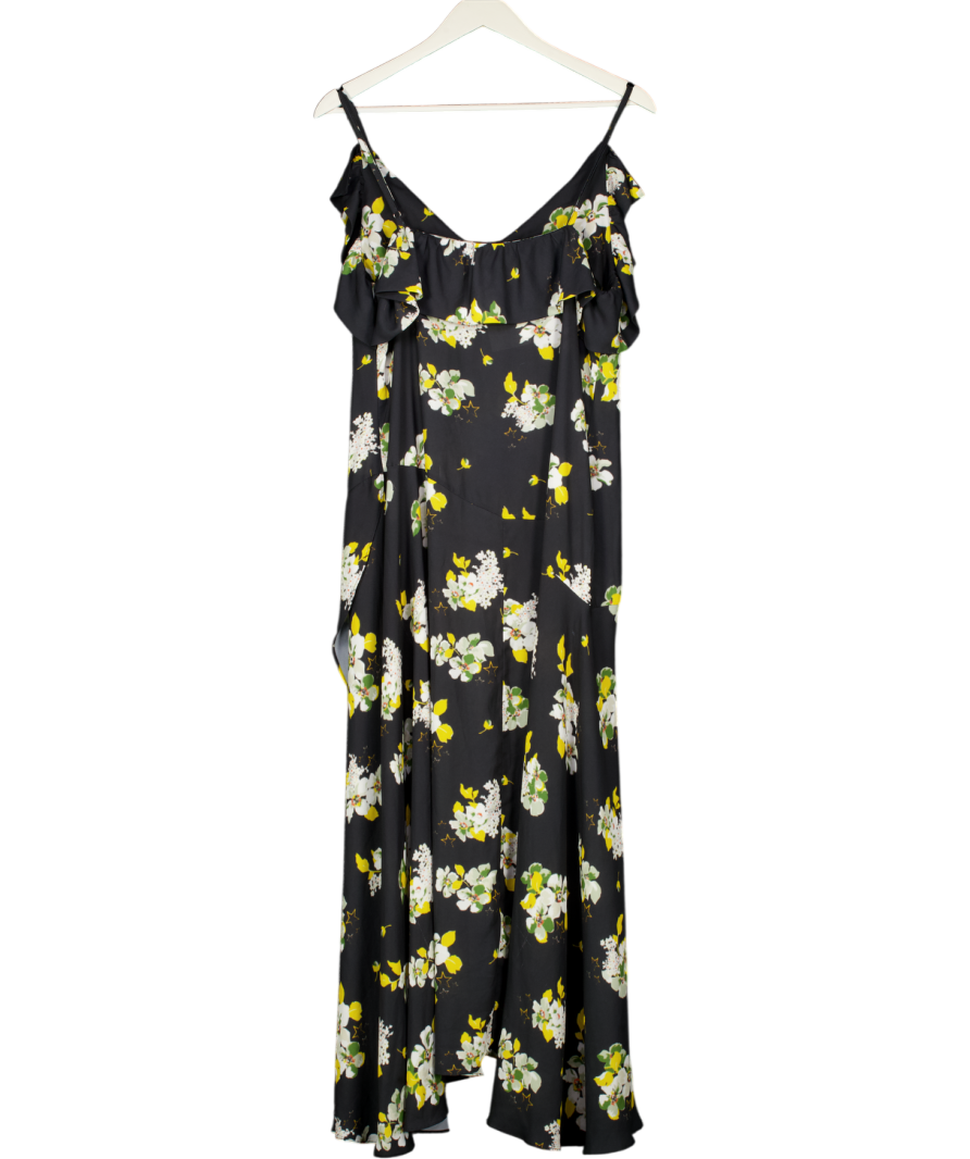 Ulrika Lundgren Black L647 Floral Asymmetrical Midi Dress UK M