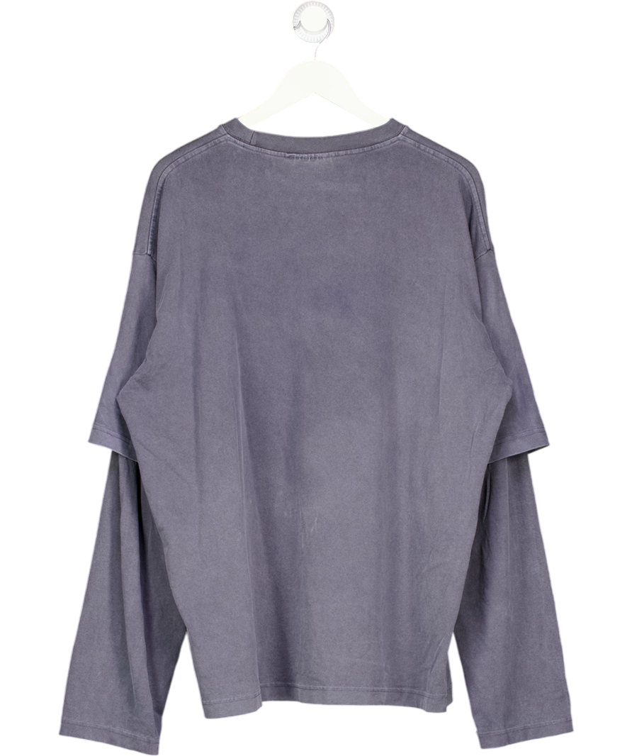 Weekday Grey Double Layered Cotton T-shirt UK L