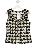 Moschino Black E224 Sleeveless Ruffled Print Blouse UK 10