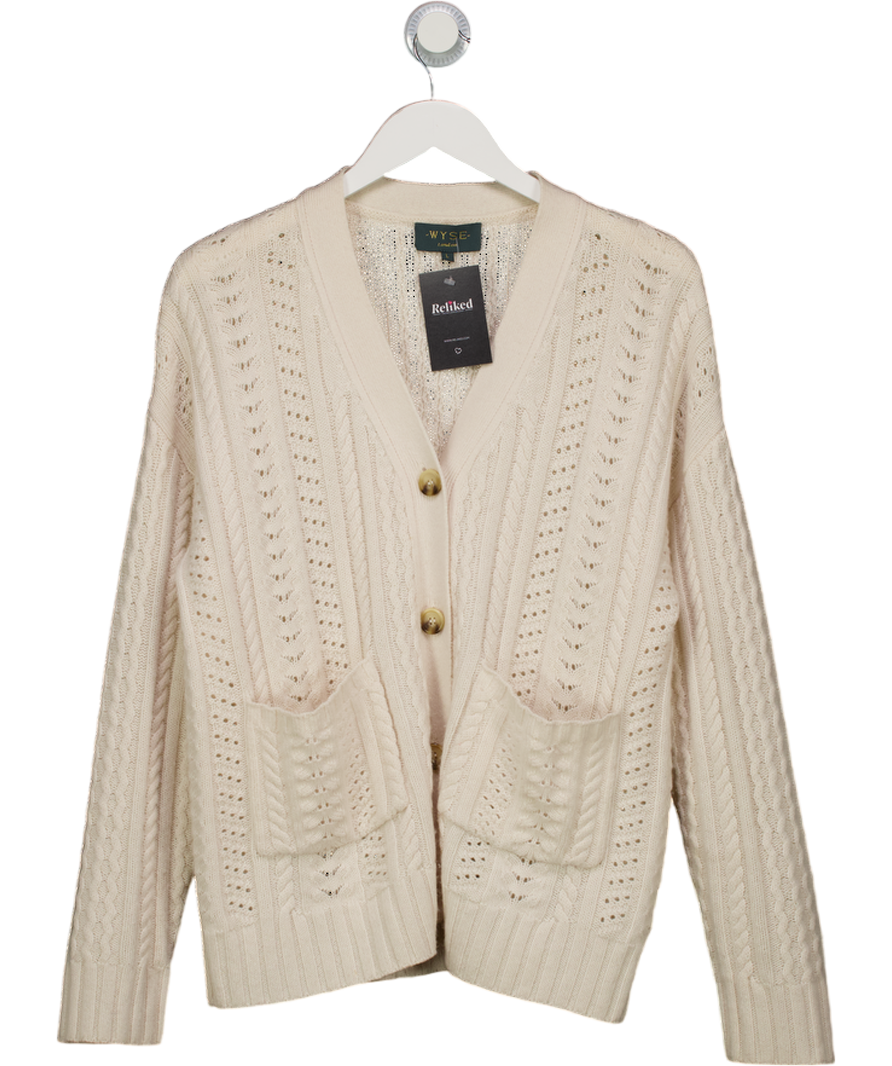 WYSE LONDON Cream Merino Wool & Cashmere Blend Cardigan UK L