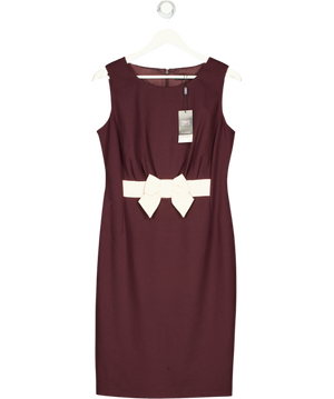 NEXT Red Burgundy Bow Front Pencil Dress UK 10