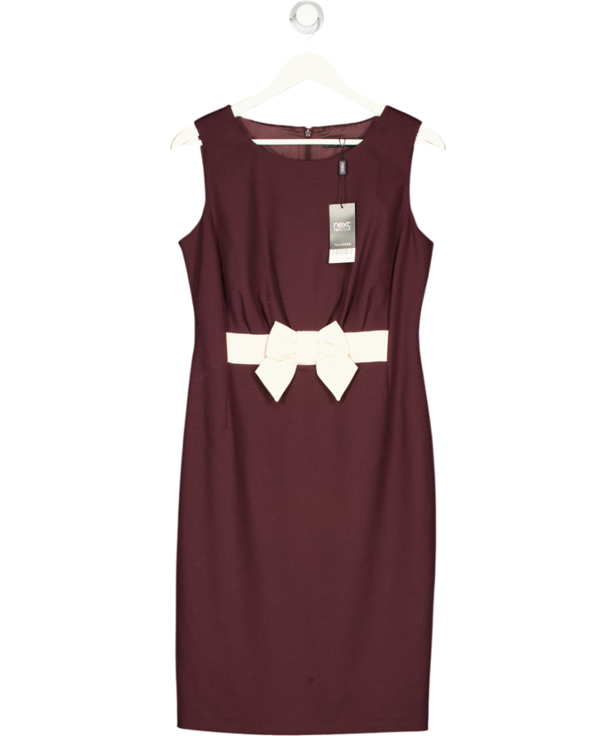 NEXT Red Burgundy Bow Front Pencil Dress UK 10