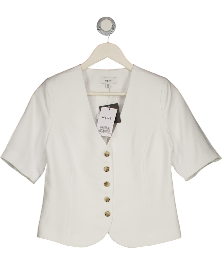 Next White Short Sleeve Button Through Top UK 6