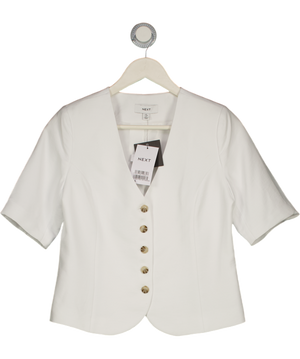 Next White Short Sleeve Button Through Top UK 6