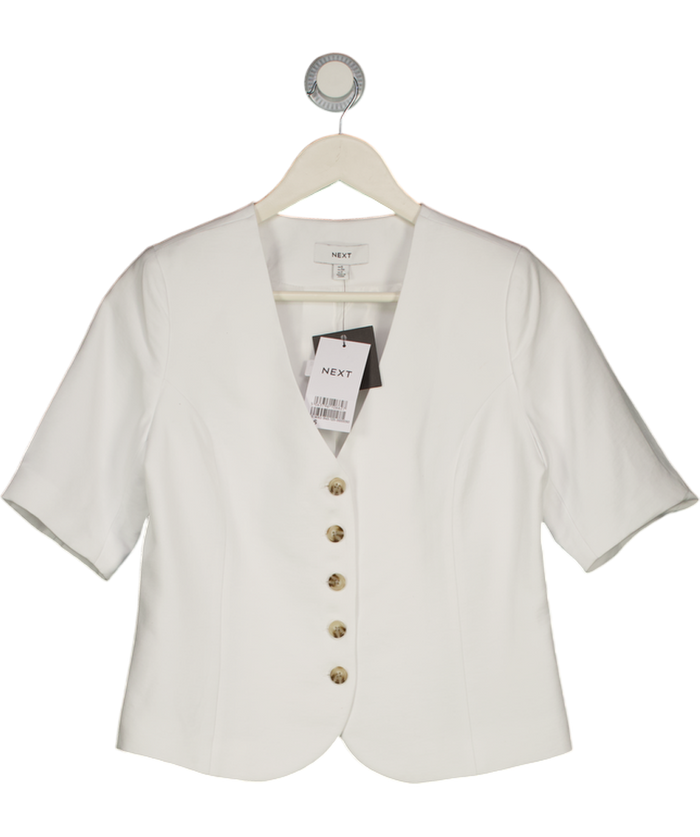 Next White Short Sleeve Button Through Top UK 6