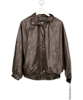 ZARA Brown Zw Collection Faux Leather Bomber Jacket UK S