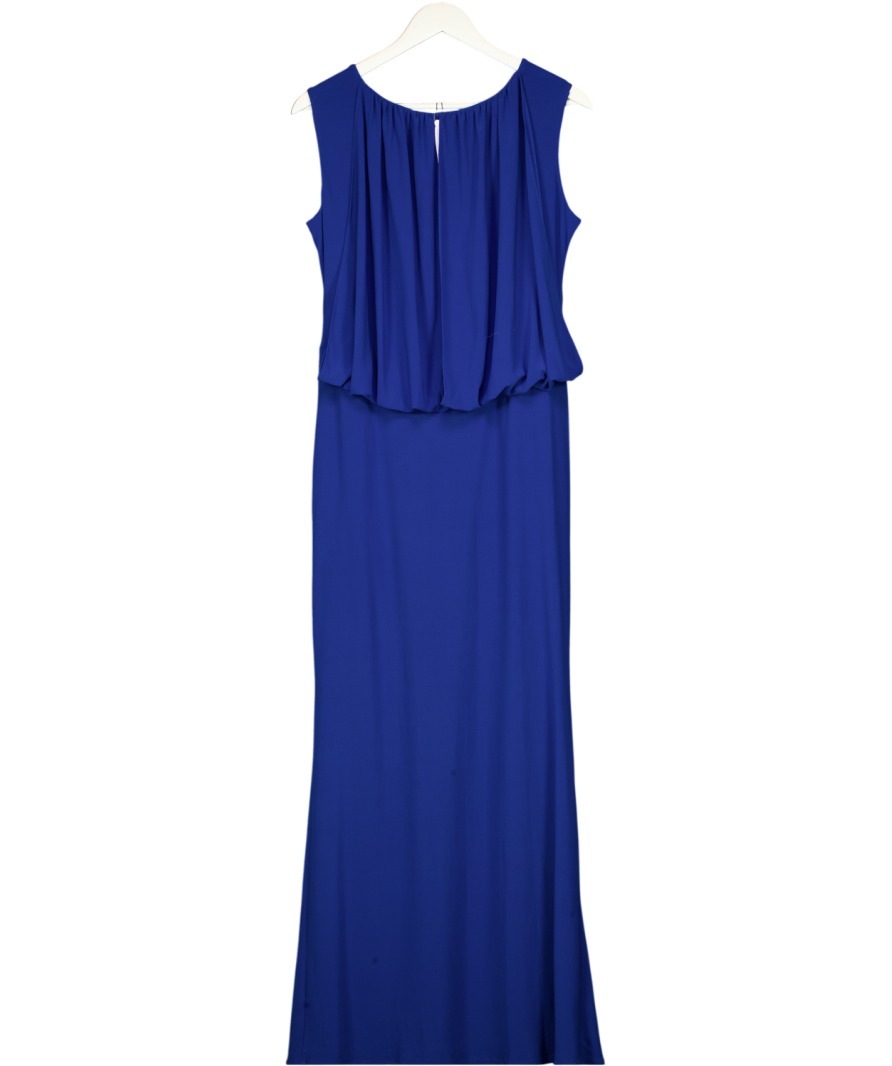 OSSIE CLARK Cobalt Blue Slinky Drape From Maxi Dress Evening Gown UK 12