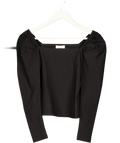 SILKS AND STARS Black Puff Sleeve Top UK S