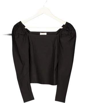 SILKS AND STARS Black Puff Sleeve Top UK S