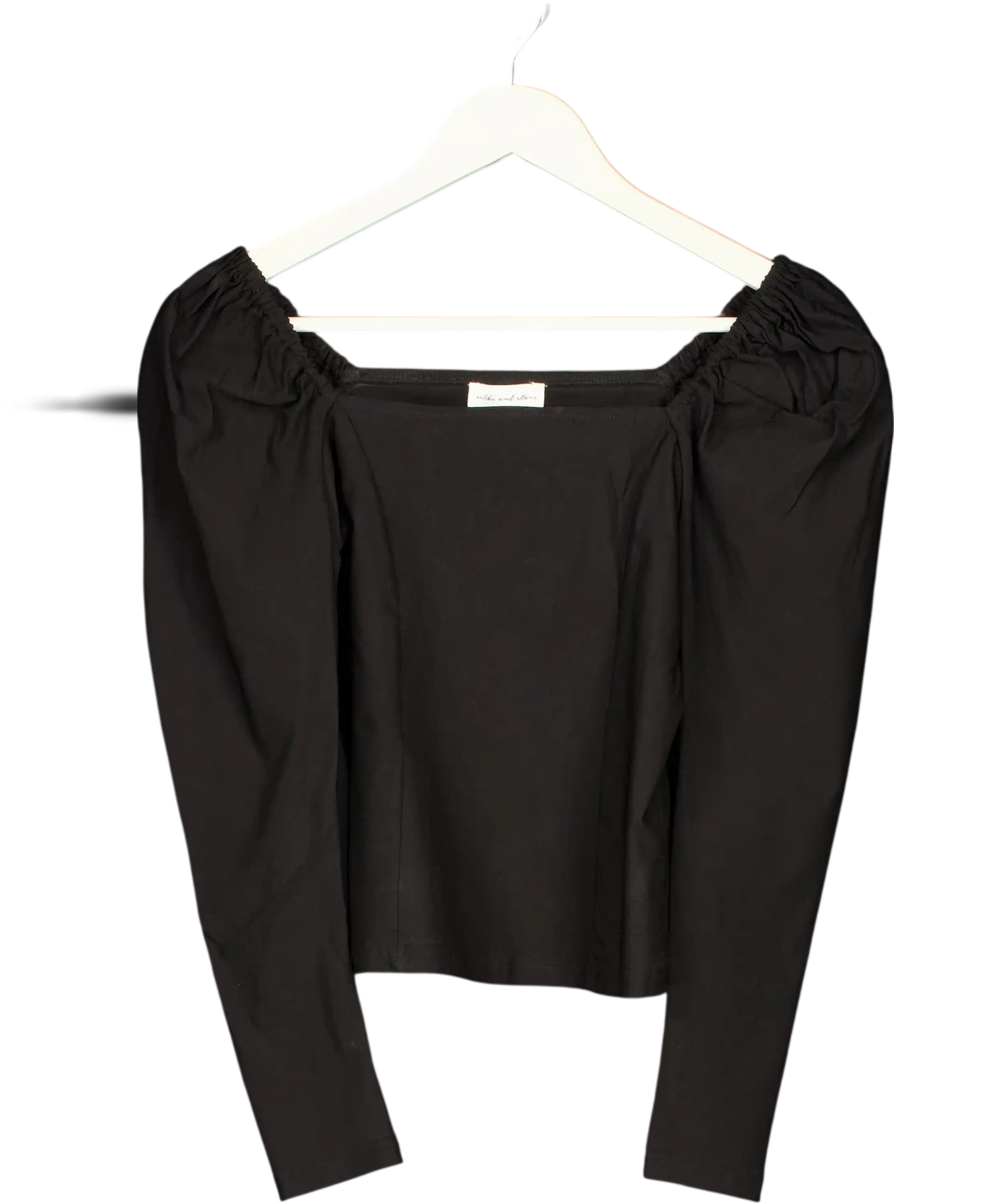 SILKS AND STARS Black Puff Sleeve Top UK S