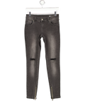 ANINE BING Grey Wash Ripped Knee Ankle Zip Skinny Jeans W28