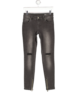 ANINE BING Grey Wash Ripped Knee Ankle Zip Skinny Jeans W28