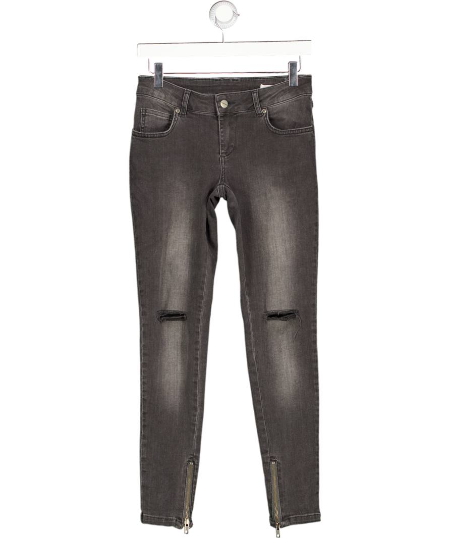 ANINE BING Grey Wash Ripped Knee Ankle Zip Skinny Jeans W28