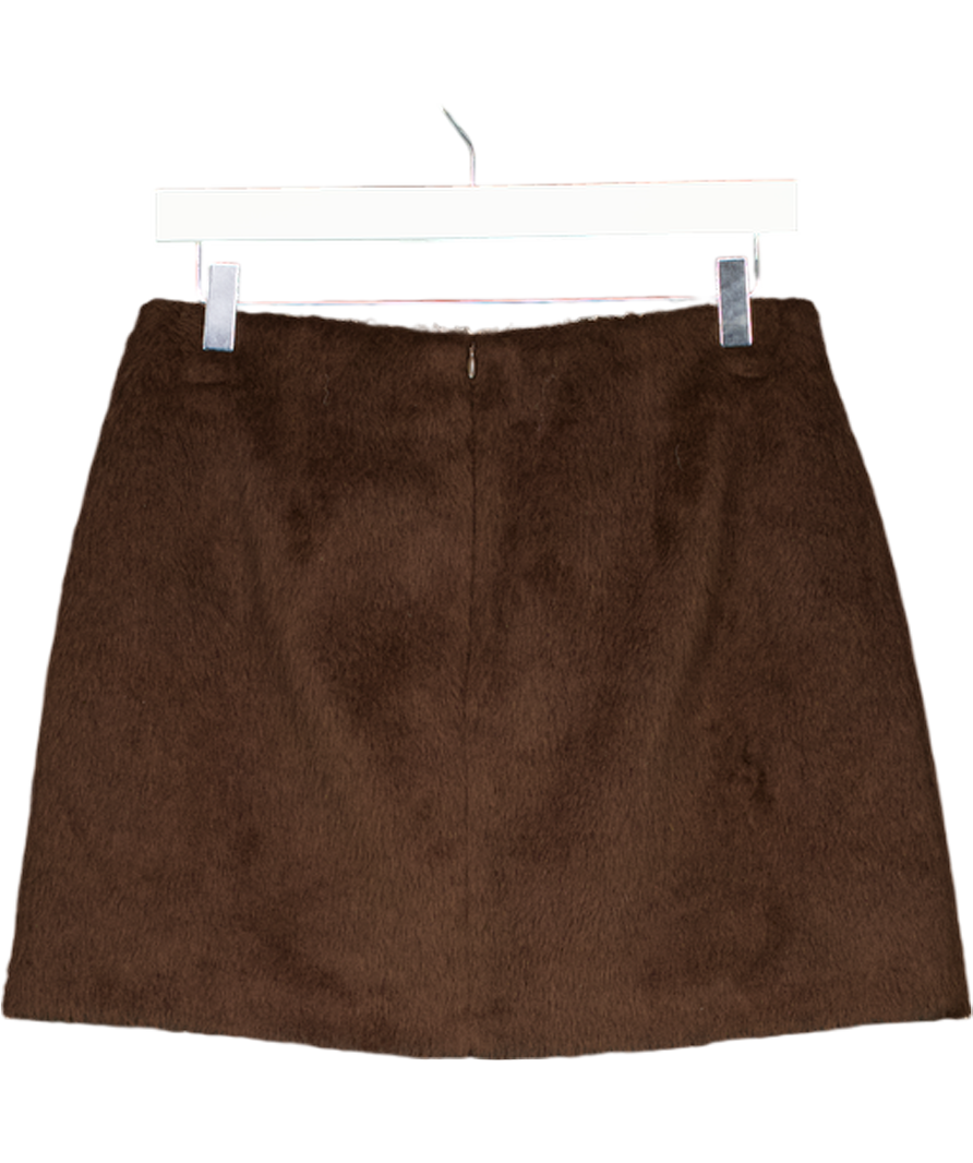 M&S Brown Brushed Mini A-line Skirt With Wool UK 10