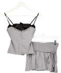 TIGER MIST 2-piece Grey Knitted Top And Skirt Set With Lace Trim UK XS