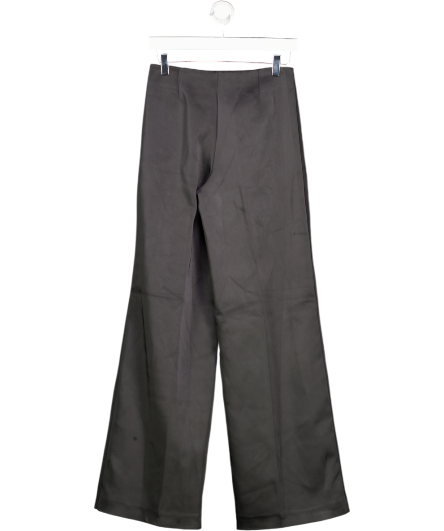 ZARA Black High-waist Satin Trousers UK XS