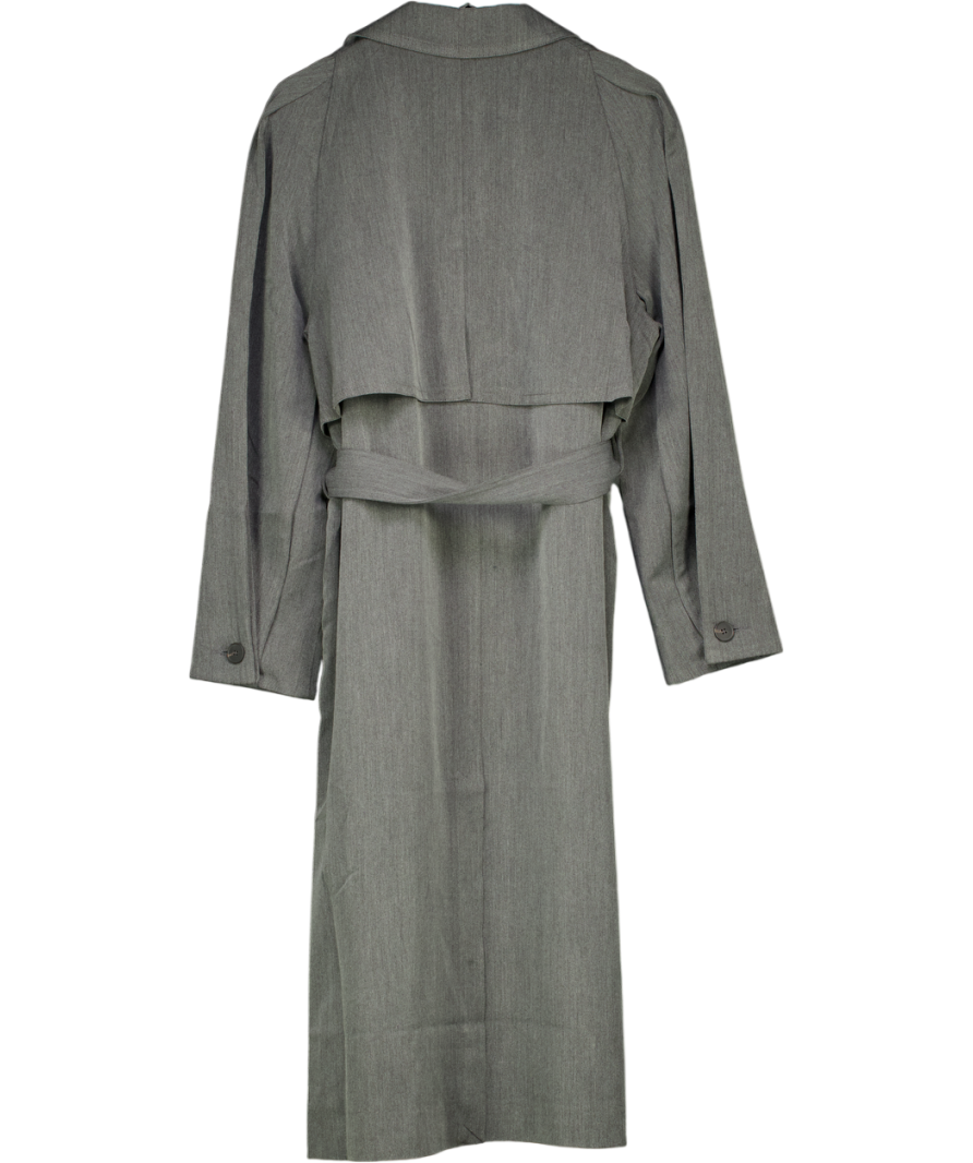 ASOS Grey Longline Trench Coat In Charcoal UK 12