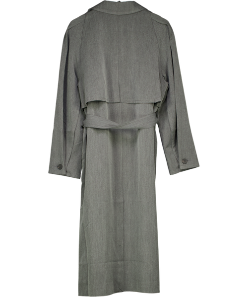 ASOS Grey Longline Trench Coat In Charcoal UK 12