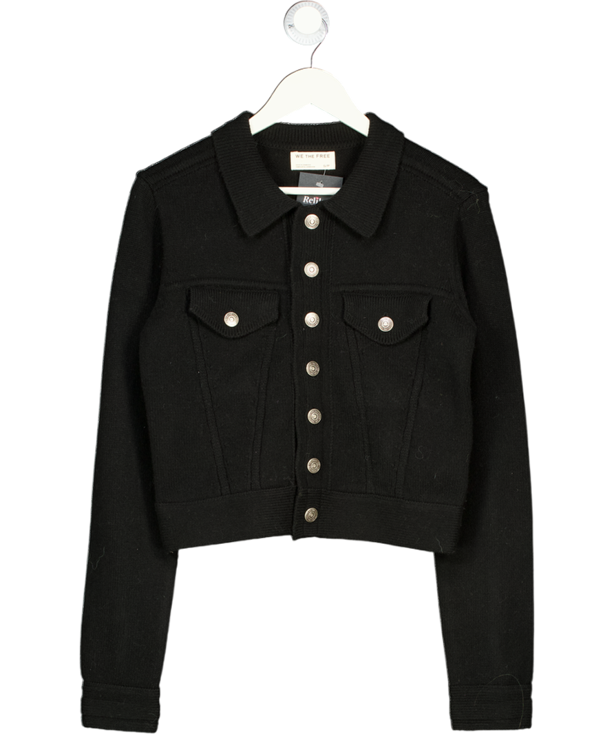 FREE PEOPLE Black We The Free Uptown Sweater Jacket UK S