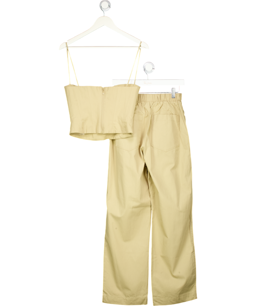 HOUSE OF CB Beige 2-piece Camel Audette Structured Corset Top & Luna Cargo Trousers Set UK S