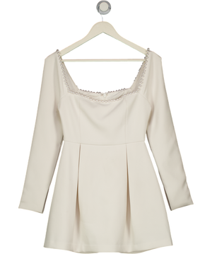 ODDMUSE Off White Pearl Embellished  Dress UK S